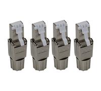 Herramienta de conectores RJ45 Cat6A, conectores Ethernet blindados reutilizables para Cable de 22AWG a 24AWG, paquete de 4 Uds.