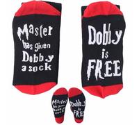 Herreicher Dobby Lot de 2 paires de chaussettes antidérapantes en coton pour anniversaire Unisexe L (FR/ES, Alpha, One Size, Regular, Regular, Noir et rouge)