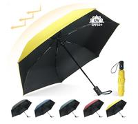 Herreicher Parapluie de voyage automatique - Compact pliable et portable Protection UV Léger Envergure de 98cm 6 baleines 210T Tissu UPF50+ Pour adultes et enfants (Jaune)