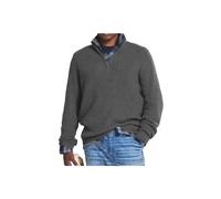 Herren Kaschmir Business Casual Pullover mit Reißverschluss, Viertelreißverschlusspullover Herren, Slim Fit Herren Pullover mit V-Ausschnitt Langarm (Grey,L)
