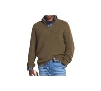 Herren Kaschmir Business Casual Pullover mit Reißverschluss, Viertelreißverschlusspullover Herren, Slim Fit Herren Pullover mit V-Ausschnitt Langarm (Brown,2XL)