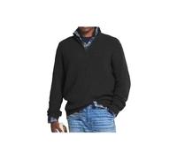 Herren Kaschmir Business Casual Pullover mit Reißverschluss, Viertelreißverschlusspullover Herren, Slim Fit Herren Pullover mit V-Ausschnitt Langarm (Black,XL)