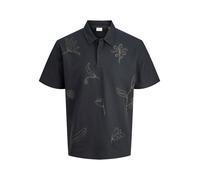 Herren Poloshirt mit Blumen und Blätter-Stickerei Kurzarm Kragen