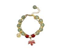 Herrenarmband Aus Brasilianischem Stoff 2024 Vergoldetes Plattiertes Jade Glasarmband für Frauen Jade Perlenarmband Geschenke für Sie Ihn Oma Mutter Vater Buchstaben Brassard compatible avec Machen
