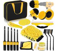 Herrfilk 20 Pcs Kit Nettoyage Voiture, Produit Nettoyage Voiture avec Brosse Visseuse, Nettoyage Voiture Intérieur et Extérieur, Fentes d'aération, Tableau de Bord, Moteur, Roues,Nettoyage Domestique