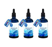HERRLAN® Bleu de Méthylène Solution 1 % 3 x 100 ml Gouttes - Haute concentration & 100 % pure - Qualité USP/Ph. Eur. - Laboratoire & Microscopie - PZN 19844456 - Fabriquées en Allemagne