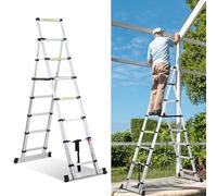Herrselsam 2M+2.3M Échelle télescopique Pliable, échelle d'extension Antidérapante, Aluminium A-Frame Échelle Portable Ménage Extension Télescopique Extensible Pliable Multi-Usage Escabeau