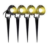 Herrselsam 4 Pack Spot LED Lampe Extérieur avec Piquet, 4W Éclairage Extérieur LED à Piquer Lampe de jardin étanche IP65, 3000K Blanc Chaud Projecteur de jardin