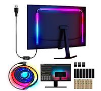 Herrselsam Bande LED RGBIC néon 111 cm pour moniteur PC 27", bande lumineuse néon, rétroéclairage PC, éclairage LED USB avec contrôle par application, 1 paquet