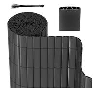 Herrselsam Brise-vue en polychlorure de vinyle avec serre-câbles, résistant aux intempéries, pour jardin, balcon, terrasse, structure interne en W, lamelles renforcées, gris, 140 x 800 cm