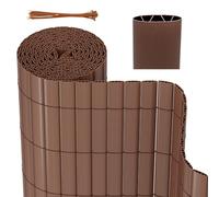 Herrselsam Brise-vue en polychlorure de vinyle avec serre-câbles, résistant aux intempéries, pour jardin, balcon, terrasse, structure interne en W, lamelles renforcées, marron, 140 x 700 cm