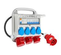 Herrselsam Distributeur de courant, 2x CEE 16A/400V CEE 32A/400V 4x 230V Schuko 5 pôles distributeur mural avec interrupteur RCCB, avec disjoncteur, avec 1,2m de câble d'alimentation