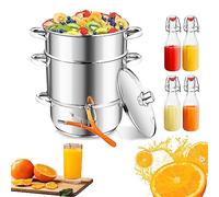 Herrselsam Extracteur de jus à vapeur, 16L Acier inoxydable Presse-fruit avec 4 bouteilles pour fruits et légumes, Convient à tous les types de cuisinières Ø 26cm
