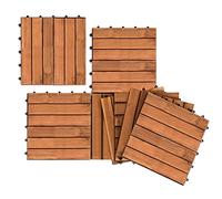 Herrselsam Lot de 11 dalles en bois d'acacia - 30 x 30 cm - 6 lattes de 1 m² - Convient comme dalles de terrasse et de balcon - Intérieur et extérieur