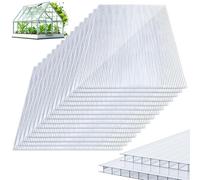 Herrselsam Lot de 14 plaques alvéolaires en polycarbonate de 4 mm - Plaque double paroi pour serre (60,5 x 121 cm) - 10,25 m² - Plaque de serre résistante aux UV - Pour serre - Jardin - Avec 50 pinces