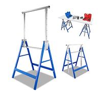 Herrselsam Lot de 2 tréteaux d'échafaudage pliables - Hauteur réglable de 80 à 130 cm - Charge maximale : 200 kg - En métal - Bleu