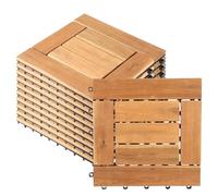 Herrselsam Lot de 33 dalles de balcon en bois - 30 x 30 cm - Résistant aux intempéries - Avec drainage - Avec système de clic - Pour terrasses et balcons