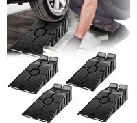 Herrselsam Lot de 4 rampes de levage de voiture en plastique - Charge jusqu'à 3 tonnes - Anti-glissement - Protection anti-traversée pour voiture et véhicule