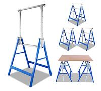 Herrselsam Lot de 6 tréteaux d'échafaudage pliables - Hauteur réglable de 80 à 130 cm - Charge maximale : 200 kg - En métal - Bleu