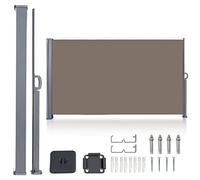 Herrselsam Paravent Extérieur Rétractable, 180x300cm Store latéral Extensible pour Balcon, Jardin, Terrasse, Brise-Vue Opaque, Protection Solaire, Brise-Vent, Auvent Latéral, Brun