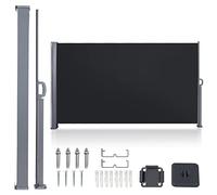 Herrselsam Paravent Extérieur Rétractable, 180x300cm Store latéral Extensible pour Balcon, Jardin, Terrasse, Brise-Vue Opaque, Protection Solaire, Brise-Vent, Auvent Latéral, Anthracite