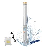 Herrselsam Pompe à puits profonds, 1100W 4000L/h Pompe Submersible en Acier, Pompe à Eau Immergée Compatible Sable avec Câble de Raccordement et Boîte de Commande, 8,1 bar max