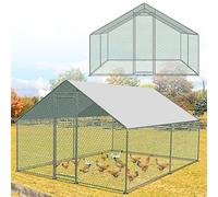 Herrselsam Poulailler XXL 3 x 3 x 2 m avec Serrure en Acier galvanisé et Chiffon de Couleur PE imperméable, Facile à Nettoyer, Beaucoup d'espace pour Les Poules