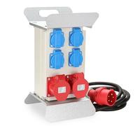 Herrselsam Répartiteur de courant de chantier 2 x CEE 16 A + 4 x 230 V 5 broches Schuko - Étanche IP44 - Répartiteur mural - Répartiteur de courant fiable pour les chantiers de construction