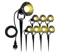 Herrselsam Spot LED Extérieur avec Piquet, 8 Pack Spot Projecteur LED Jardin Exterieur 4W GU10 Blanc Chaud 3000K, Lampe LED Extérieur IP65 étanche pour Chemin Arbuste Plante Patio