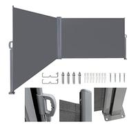 Herrselsam Store latéral Double, 180x600cm Double extractible Brise-Vue Pare-Soleil, Protection Solaire, Brise-Vent, Vertical pour Jardin, Balcon, Terrasse, Gris DY4550-M-1x