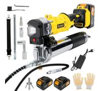 Hersance Pistolet à graisse électrique sans fil pour batterie Makita 18 V, avec 2 * batteries de 4000 mAh, 10 000 PSI, kit de pistolet à graisse avec 3 graisseurs, tuyau de 100 cm, pour automobile et