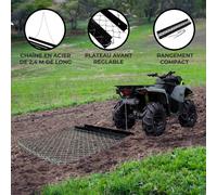 Herse Traînée en Acier Q235 - 120x150cm - Plateau Avant Réglable -Compatible Tracteur VTT UTB Tapis de Trainée Nivellement Agriculture Agricole Aménagement Paysager [2 Mousquetons & Fixations INCLUS]…