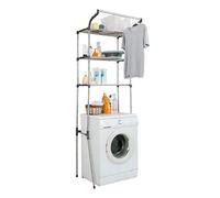 Hershii Étagère à 3 Niveaux pour Salle de Bain ou Machine Cadre en Métal pour Machine à Laver WC Buanderie Haute Rack de Stockage De Salle De Bain étagère De Rangement - Gris