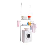 Hershii Étagère à linge à 2 couches pour lave-linge et sèche-linge, organiseur de tringle de séchage du sol au plafond, étagère de rangement réglable pour salle de bain, économiseur d'espace derrière