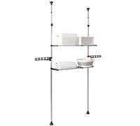 Hershii Étagère de rangement à 2 niveaux au-dessus des toilettes, économiseur d'espace, tringles à vêtements réglables en hauteur et en largeur - Noir