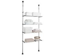 Hershii Étagère de Rangement à 4 Niveaux pour Salle de Bain - Économie d'espace - Étagère à Linge au-Dessus de la Machine à Laver et du sèche-Linge - Double poteaux de Tension