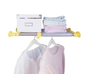 Hershii Étagère de rangement extensible en métal pour placard et tringle - Séparateur réglable pour armoire, armoire, cuisine, salle de bain - Jaune