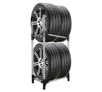Hershii Étagère de rangement pour pneus de garage sur pied pour intérieur et extérieur - Noir + argent, 57,2 x 37,3 x 114,6 cm