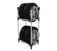 Hershii Étagère de rangement pour pneus de garage sur pied pour intérieur et extérieur - Noir + argent, 57,2 x 37,3 x 114,6 cm