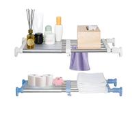 Hershii la Tension de l'Armoire étagère et Tige Extensible de Rangement en métal Rack réglable Organiseur DIY cloison de séparation, Ivory+Blue, 40-60cm
