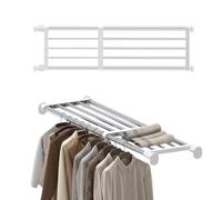 Hershii la Tension de l'Armoire étagère et Tige Extensible de Rangement en métal Rack réglable Organiseur DIY cloison de séparation, Ivoire, 84-117.5cm