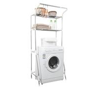 Hershii Support de Machine à Laver Télescopique à 2 Niveaux, Largeur Réglable, Etagère de Rangement pour Salle de Bain Peu Encombrante