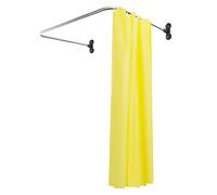 Hershii Tringle à rideau de douche incurvée d'angle en forme de U pour salle de bain - Tringle décorative extensible en métal - Fixation murale ou ventouses - Noir