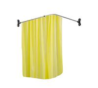 Hershii Tringle à rideau de douche incurvée en forme de L pour salle de bain - Tringle décorative extensible en métal - Fixation murale ou ventouses - Noir