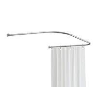 Hershii Tringle à rideau de douche incurvée réglable en forme de U pour salle de bain - Barre de rideau de douche en métal (90 à 130 cm) x 119 x (90 à 130 cm) - Perçage pour l'installation