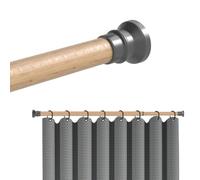 Hershii Tringle à rideau de douche réglable en acier au carbone - Pinces sans perçage, porte-vêtements, forte capacité de charge pour tringles à rideaux et séchoirs à linge (couleur bois, (25φ) 79-140