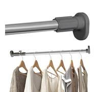 Hershii - Tringle à Rideau pour fenêtre et douche, extensible - Tête ovale - Tringle de suspension de vêtements pour placards et penderies, sans perçage, Diamètre du tube : 25,4 mm, gris, 70-120cm