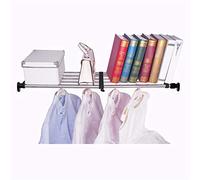 Hershii Tringle d'étagère extensible en métal réglable pour placard, cuisine, salle de bain, noir, 50 à 80 cm