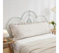 Herside - Taie de traversin longue avec volant, taie de traversin en microfibre douce avec poche et fermeture, pour adolescents et garçons adultes - beige - 50 x 137 cm