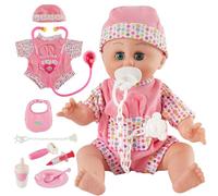 HERSITY Poupon Bébé Qui Parle, Poupée Bébé et Accessoire Jouet Fille 2 Ans+ | Poupon Interactif qui Parle, Bebe Poupee, Jeu de Rôle Cadeau pour Enfant Garçon Fille 2 3 4 Ans